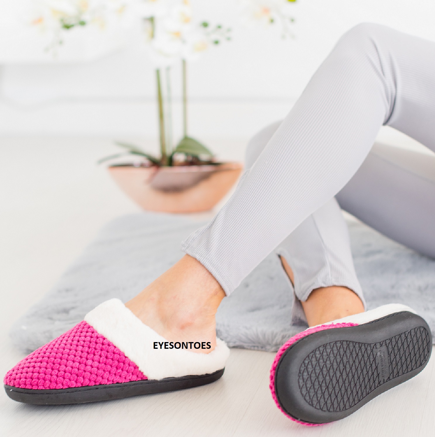 WOMENS WARM FAUX FUR LINED LADIES COMFY HARD SOLE OUTDOOR SLIPPERS